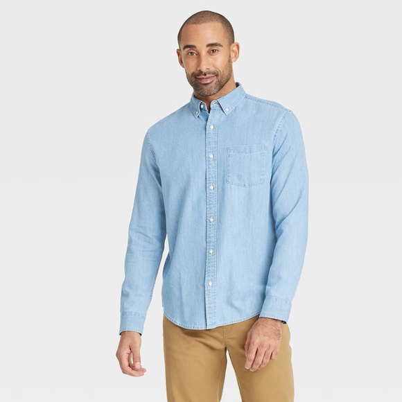 Every Wear Long Sleeve Denim Shirt Goodfellow & Co Target Blue
